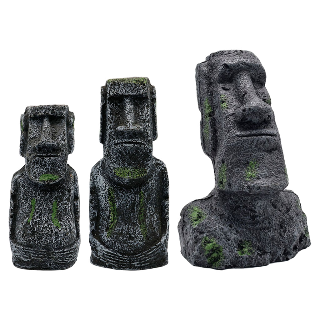 Aquaponics Fish Tank - Aquarium Moai รูปปั้นเกาะอีสเตอร์หัวเครื่องประดับรูปปั้นถังปลาภูมิทัศน์ตกแต่งบ้าน Tabletop Terrarium Aquascaping