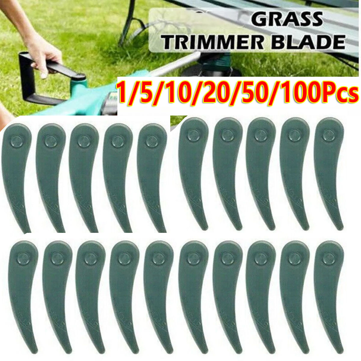 Gardening Tools Basic - 1/5/10/20/50/100PcพลาสติกสีเขียวTrimmerใบมีดเปลี่ยนใบมีดFit ART 26-18Li ART 23-18 เครื่องตัดหญ้าสวนอุปกรณ์เสริม