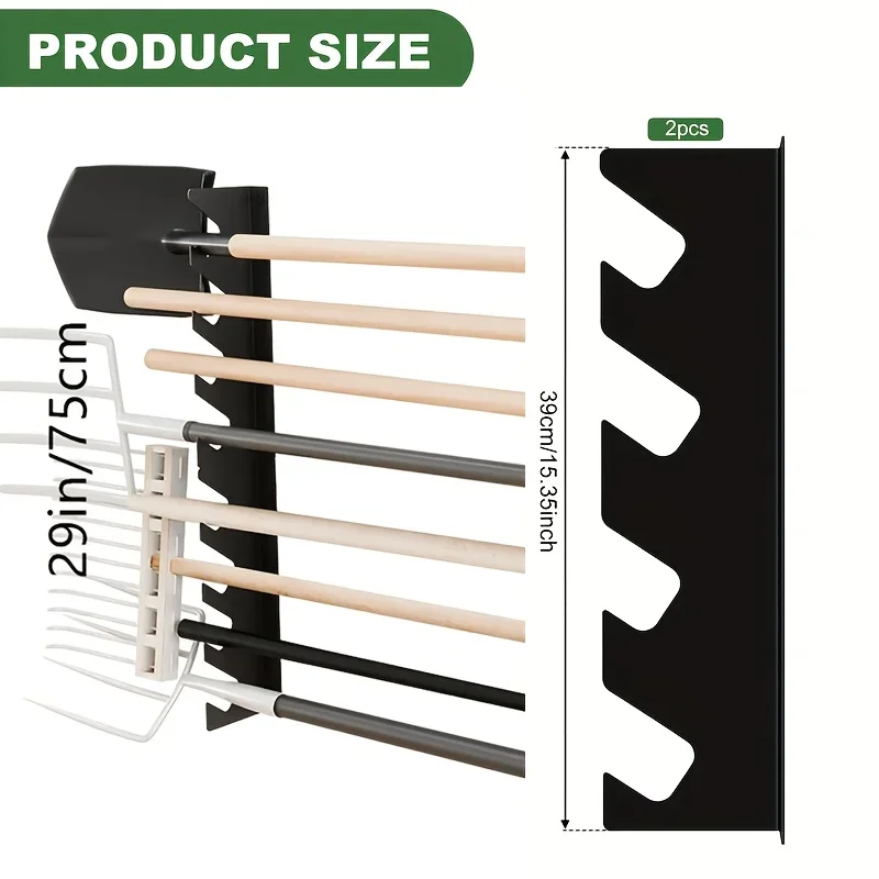 Gardening Tools Organizer - ที่แขวนอุปกรณ์ทำสวนโลหะแบบหนาพิเศษ พร้อมที่เก็บพลั่วและคราด ติดผนัง จัดระเบียบอุปกรณ์ในโรงรถ รุ่น DDPNKL