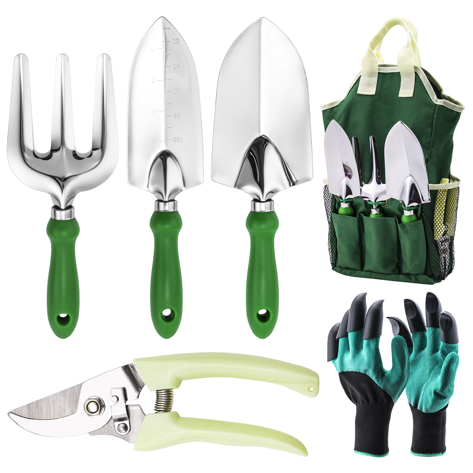 Gardening Tools Trowel - ชุดเครื่องมือทำสวนโกทัวร์ ประกอบด้วย กรรไกรตัดแต่งกิ่ง ถุงมือทำสวน จอบขุดดิน พลั่วปลูกต้นไม้