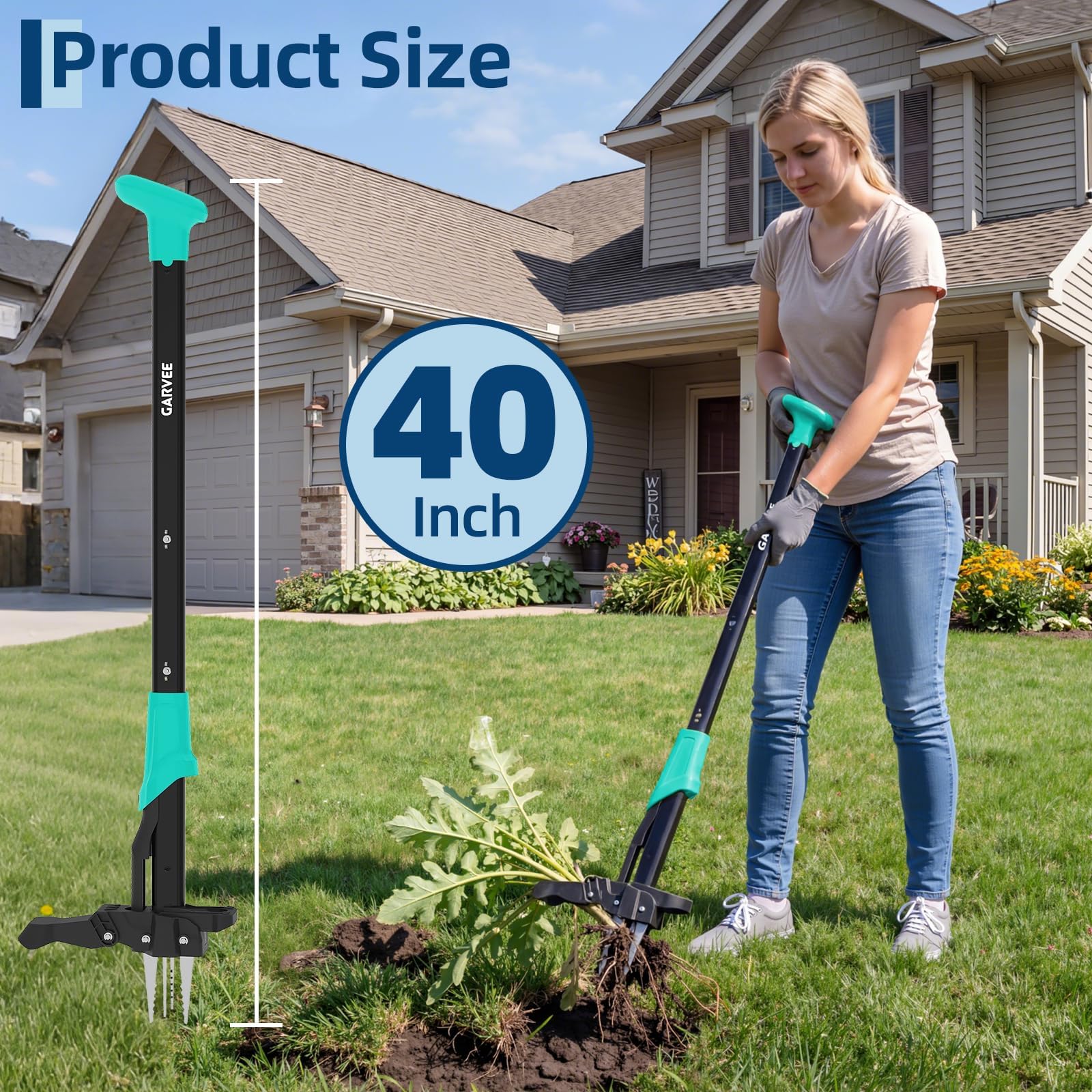 Gardening Tools Long Handle - ที่ดึงวัชพืชแบบด้ามยาว ไม่ต้องก้มตัว ใช้งานง่าย – กำจัดวัชพืชได้อย่างง่ายดาย พร้อมแป้นเหยียบที่แข็งแรงและเครื่องมือกำจัดวัชพืชที่ทำจากอะลูมิเนียมน้ำหนักเบา
