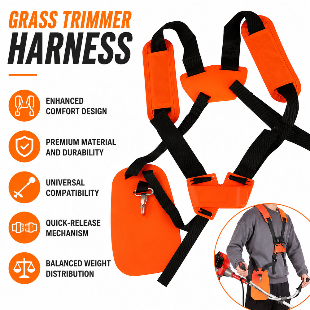 Gardening Tools Basic - สายรัดเครื่องตัดหญ้าแบบสองสายสะพายไหล่ สายรัดแบบมีเบาะ ช่วยลดแรงและเพิ่มความสบาย สำหรับเครื่องตัดหญ้าและเครื่องเล็มหญ้า อุปกรณ์ทำสวน