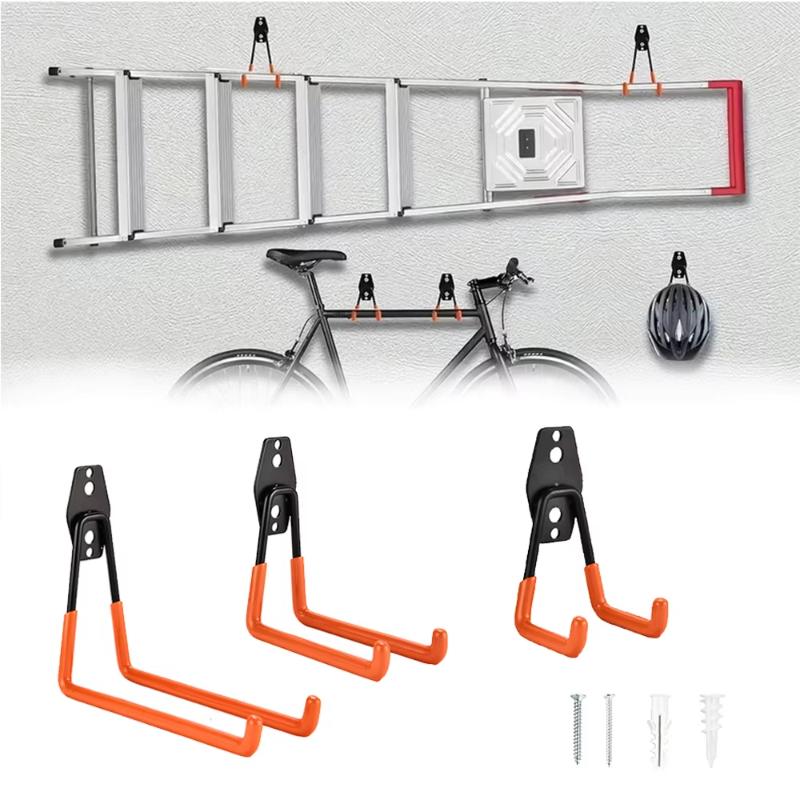 Gardening Tools Organizer - N$ ตะขอเหล็กติดผนังแบบแข็งแรงพิเศษ สำหรับจัดระเบียบโรงรถ แขวนจักรยาน บันได ป้องกันการลื่น
